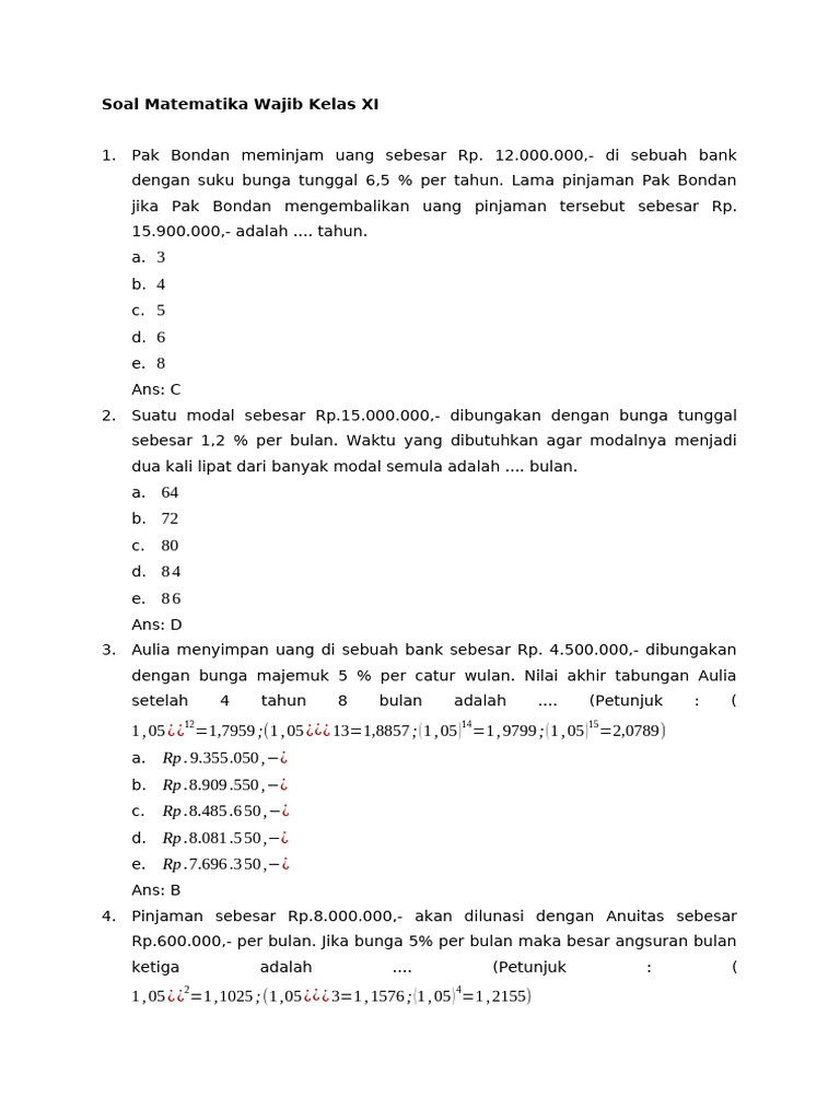 5 Rahasia Bank Soal Matematika Wajib Kelas XI Semester 2 yang Jarang Diketahui Siswa
