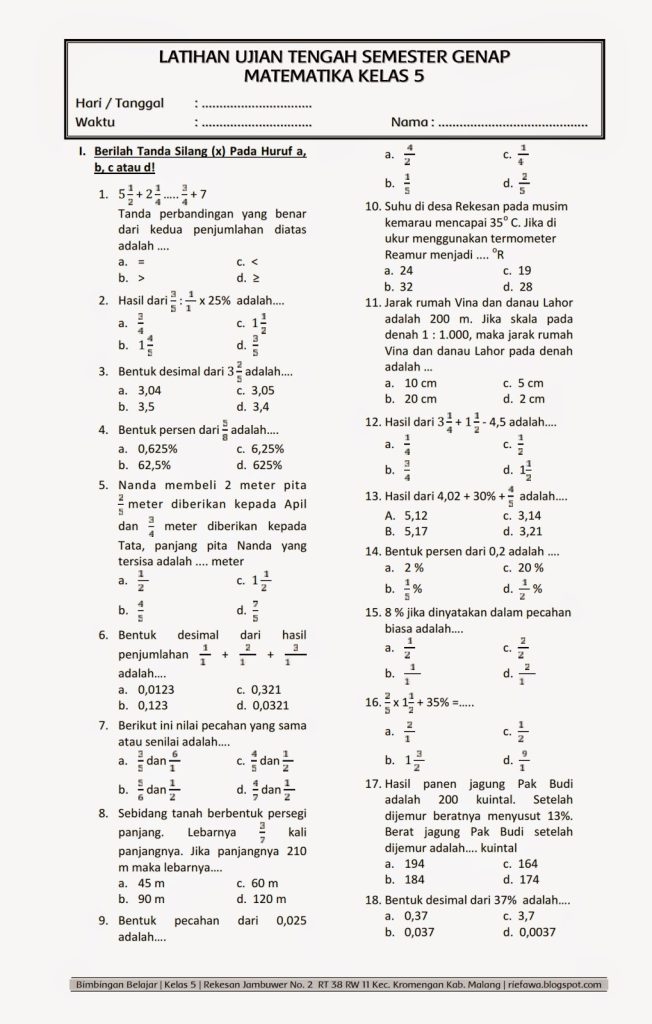7 Trik Jitu Manfaatkan Bank Soal Matematika SD Kelas 5 Semester 2 agar Anak Juara Ujian 2026