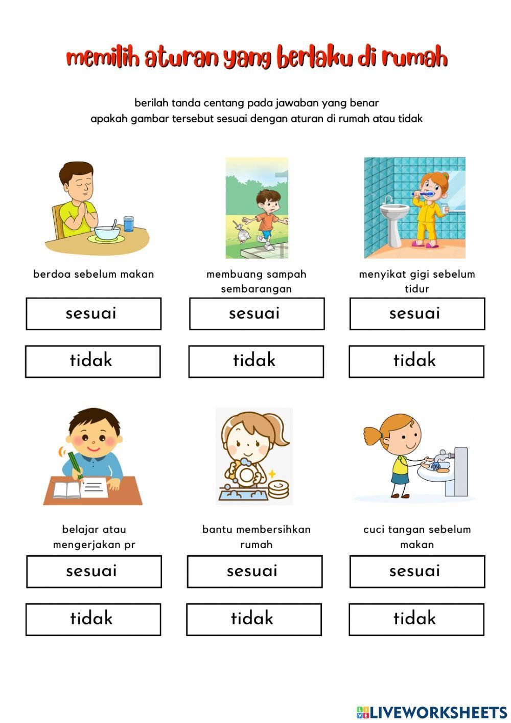 Memilih Aturan yang Berlaku di Rumah worksheet Ahlak Eğitim 1 Memilih Aturan yang Berlaku di Rumah worksheet Ahlak Eğitim 1